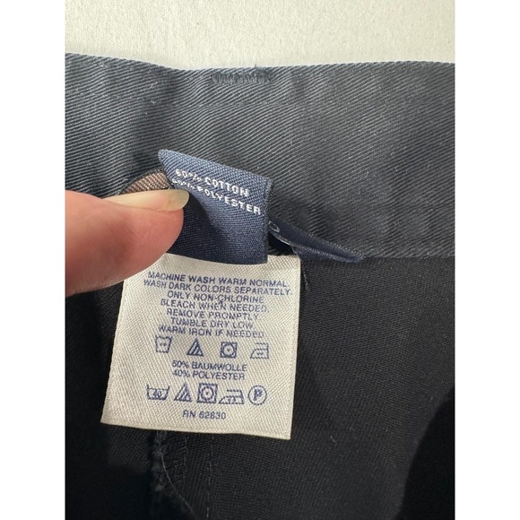 Lands' End Navy Button Closure Side Pockets Belt Loops Womens Chino Pants - Picture 5 of 8